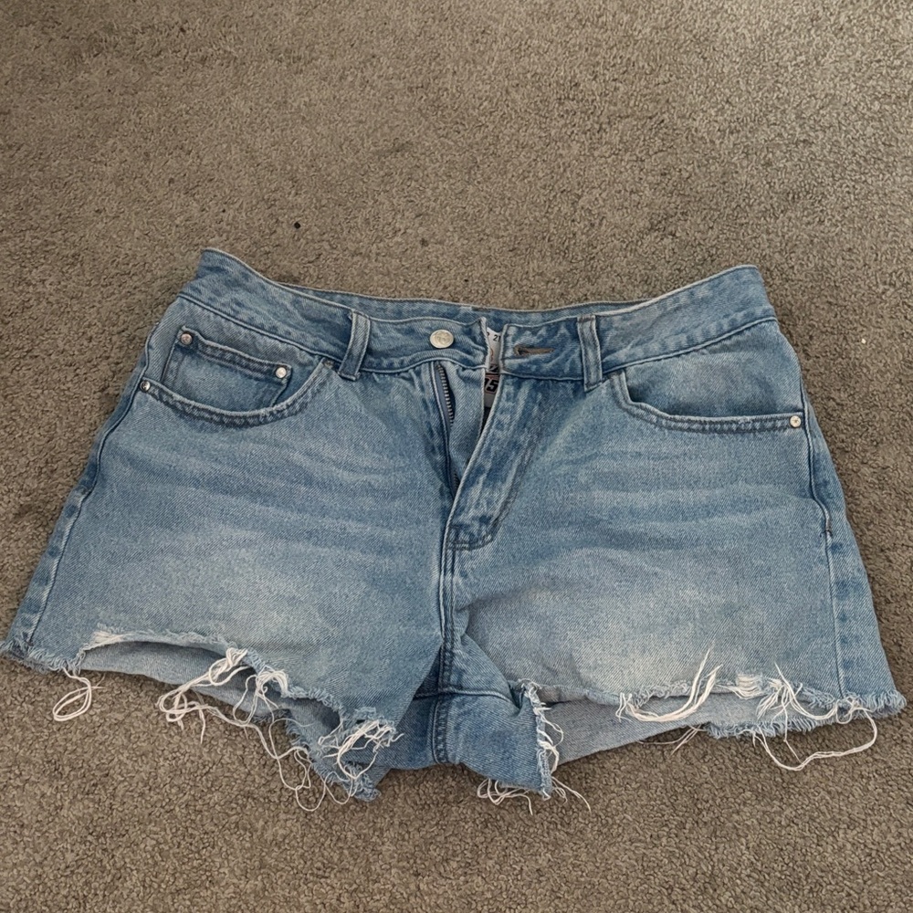 FUBU Light Blue Distressed Jean Shorts